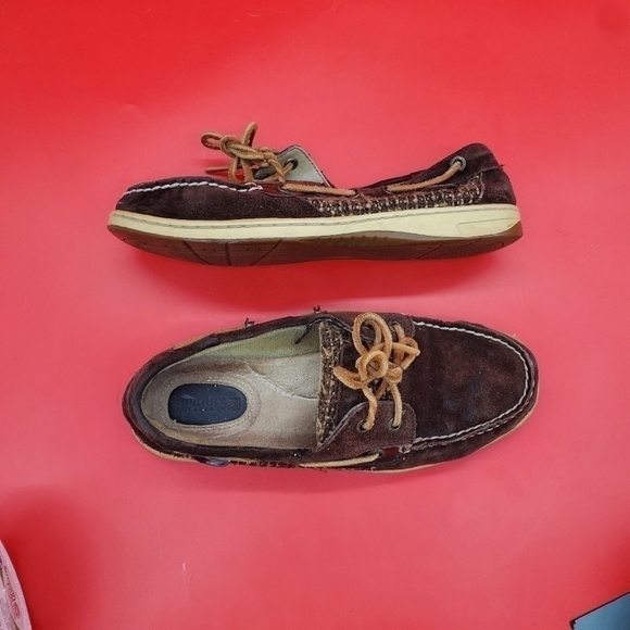 Sperry Top Siders Womens 7.5 Dark Brown Leather Boat Shoes - Picture 13 of 14